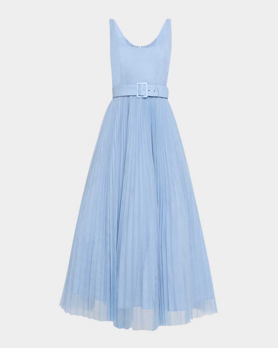 Effy Sleeveless Pleated Tulle Maxi Dress